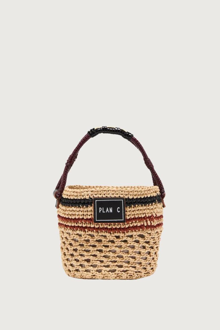 NEW PLAN C women's bucket straw bag in natural